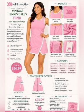 All in Motion Pink Vintage Tennis Dress